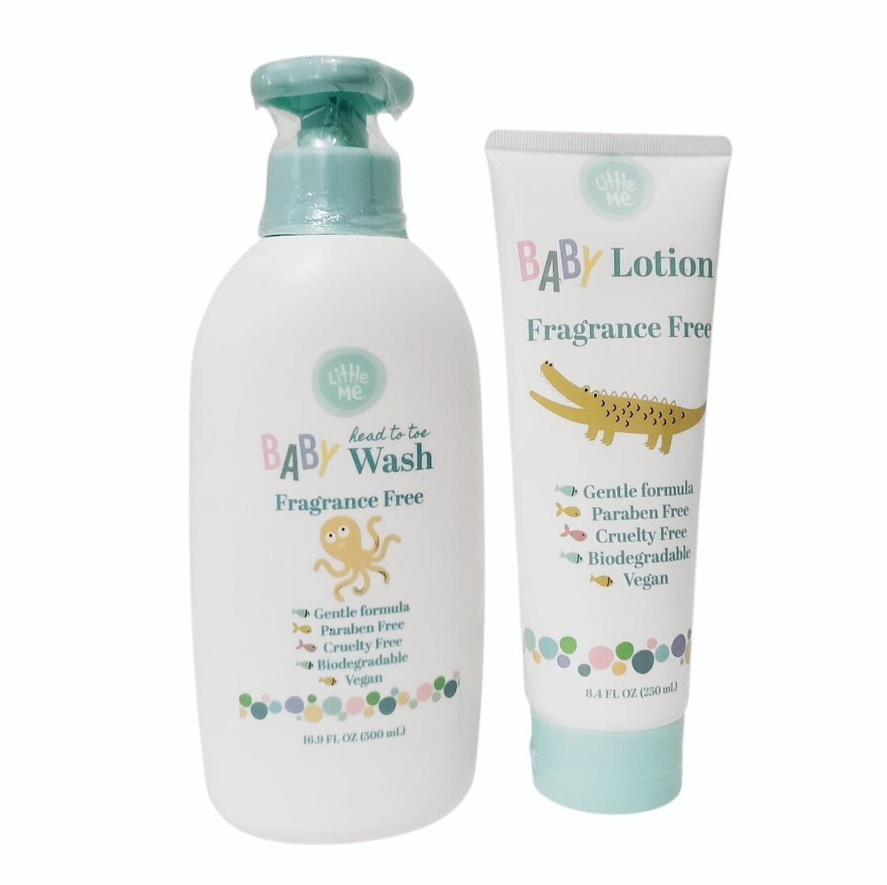 Little Me Fragrance Free Baby Wash 500mL and Baby Lotion 250mL New Sealed